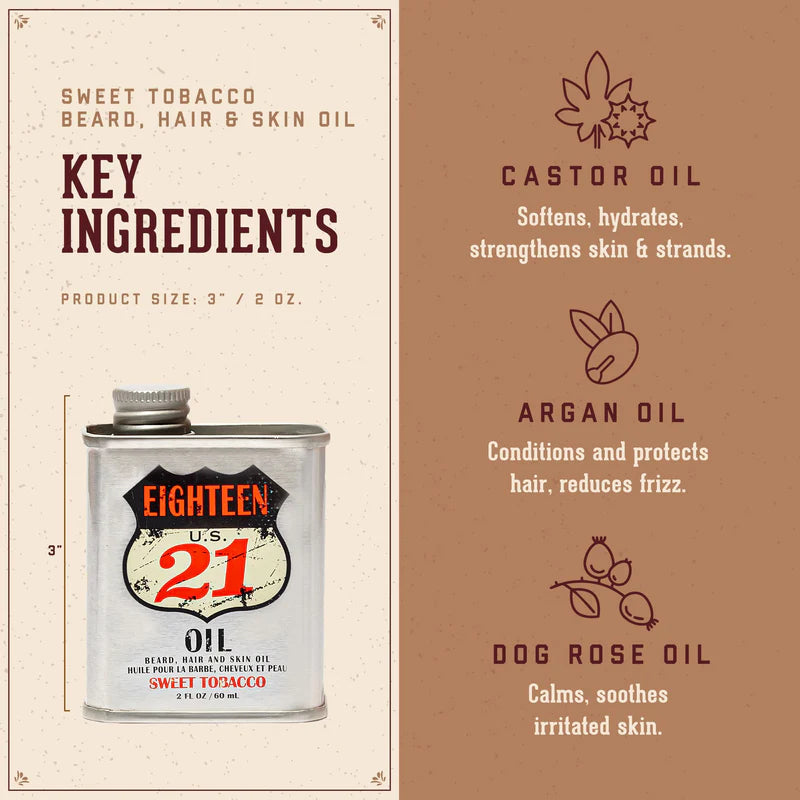 Sweet Tobacco Beard, Hair and Skin Oil 60ml