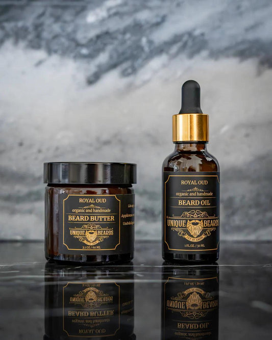 Skäggvårdspaket - skäggolja + skäggsmör Royal Oud - Skäggprodukter.se