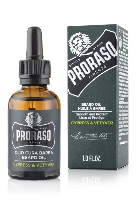 Proraso cubansk argan & cypress skäggolja, Skäggolja - Cypress & Vetyver.